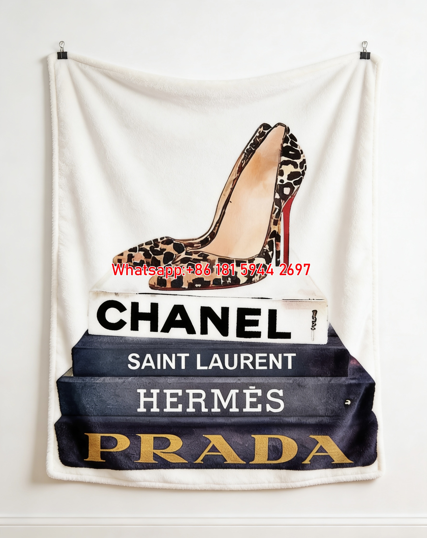 Prada Milano Pink Logo Print Fleece Sofa Throw Blanket Luxury Wall Decor Blanket IMG_2694